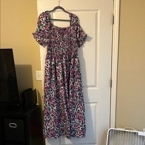 SHEIN Floral Maxi Dress - Pink and Green